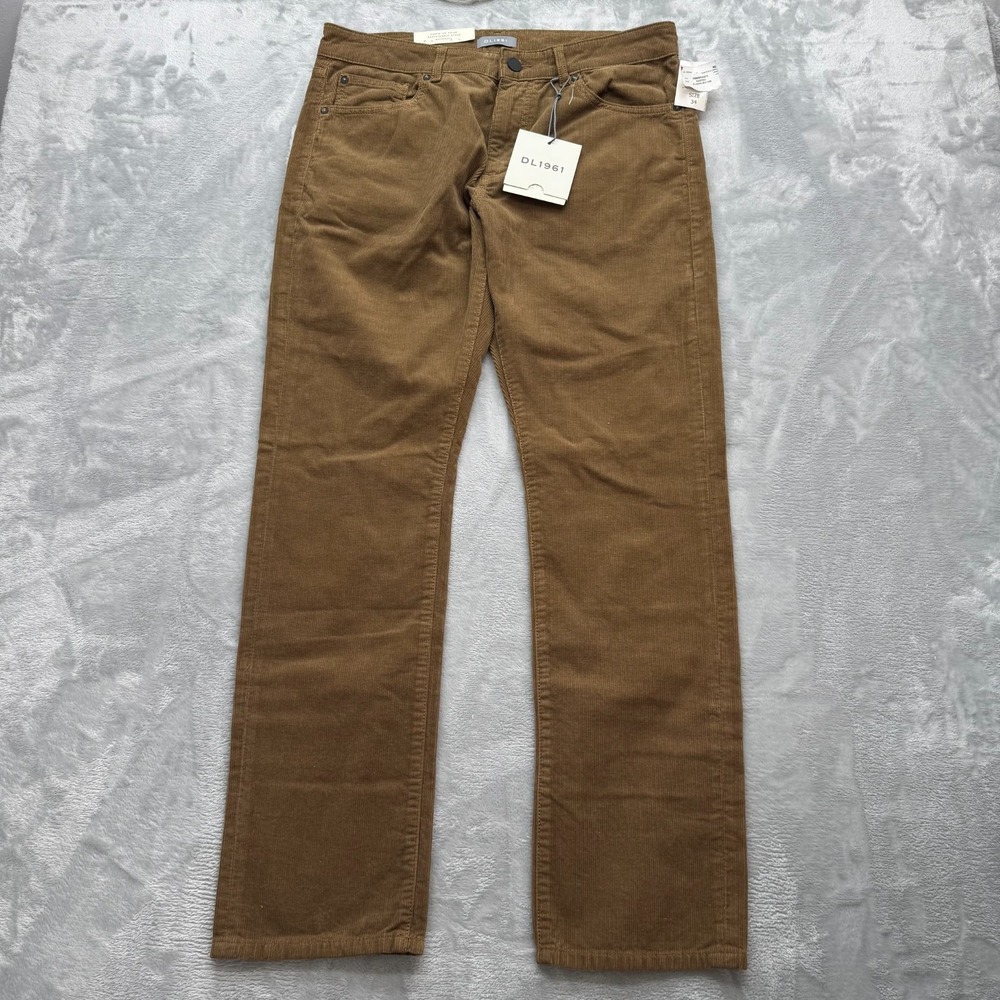NWT DL1961 Russell Slim‎ Straight Corduroy Pants Women 34 Tan Canteen Breathable